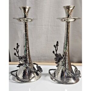 NIB MICHAEL ARAM black Orchid Taper candle holders a set‎